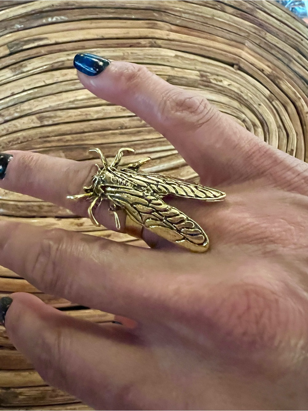 Gold Cicada Statement Ring